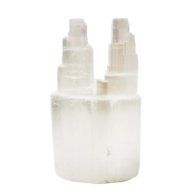 China China Wholesale Natural Crafts Polishing Paste White Stone Selenite Crystal Polishing Tower for sale