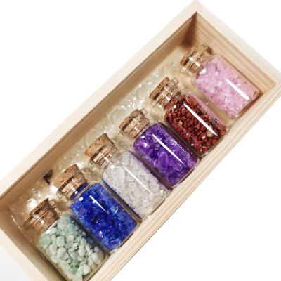 China China wholesale wooden box with healing natural chakra quartz crystal crushed stone for sale