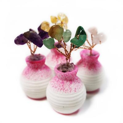 China China Wholesale Natural Crystal Ornaments Small Rose Tree Crystal Crafts for sale