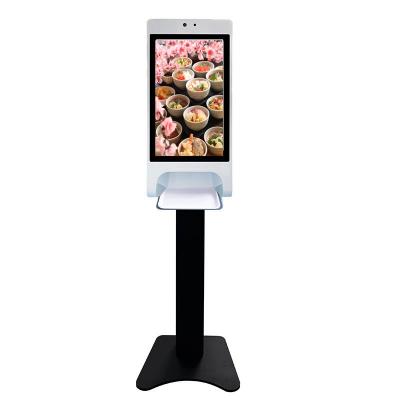 China Indoor Hot Selling 21.5 Inch Advertising Machine Kiosk With Hand Sanitizer Dispenser For Italy for sale