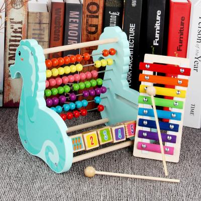 China New Style Multifunctional Early Educational Wooden SAFE Seahorse Learner Counting Musical Support Helping Hand Calculation Toys for sale