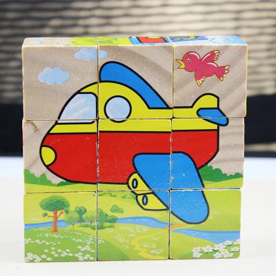 China SAFE Hot Sale Educational Wooden Traffic Six Face Sided Cube Block Toy Game Early Learning Children Building Block The Puzzle Design Toy for sale