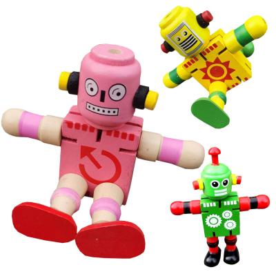 China Wholesale Puzzle Kids Cute Wooden Robot Educational Toys For Children Preschool Funny Creative Wooden Robot Human Kits for sale