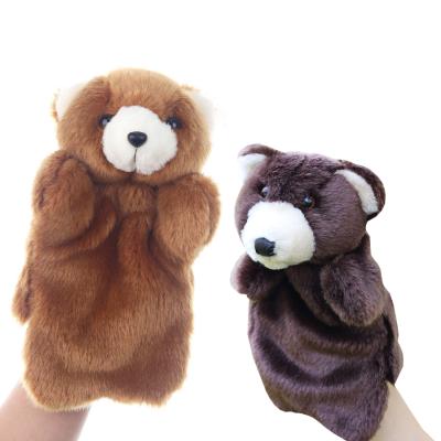 China Lightweight Popular Cute Raccoon Bear Hand Puppet Cradle Stuffed Plush Toys For Baby Story Telling Animal Education Sleeping Finger Dolls Plushies for sale