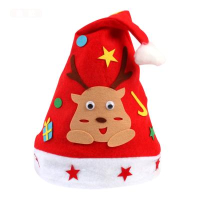 China Funny Nonwoven Reindeer Santa Snowman Christmas Red Flower Custom DIY Kids Child Christmas Decoration Hat 2021 New for sale