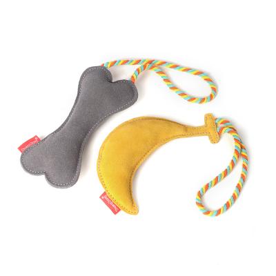 China Large Stocked Leather Cowhide Dog Chewing Toy Durable Pe Toy Bite Resistant Interactive Pet Voice Toy for sale