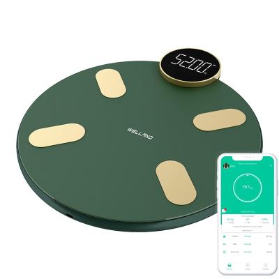 China Large Capacity Fashion Smart Glass Round Electronic Scale Weight Digital Body Fat Scale for sale