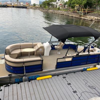 China Water Sport Equipment 15Ft~36Ft Customized Aluminum Fishing Boats Welded Aluminum Pontoon Boat For Sale for sale