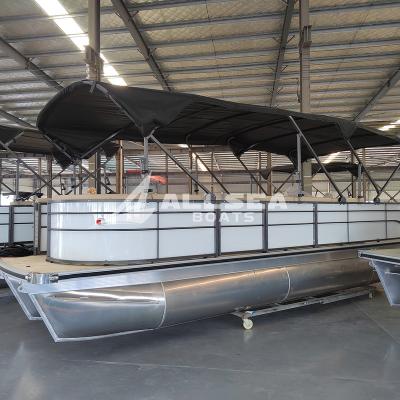 China Sea - River - Lake Standard 23ft Double Float Aluminum Pontoon Boat - Australia Ocean Tube Fully Welded 7m Water Entertainment With Hydraulic Steering for sale