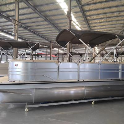 China 2023 Luxury Aluminum Water Sport Equipment Allsea Pontoon Pontoon Boats With Bimini New Design For Sale for sale