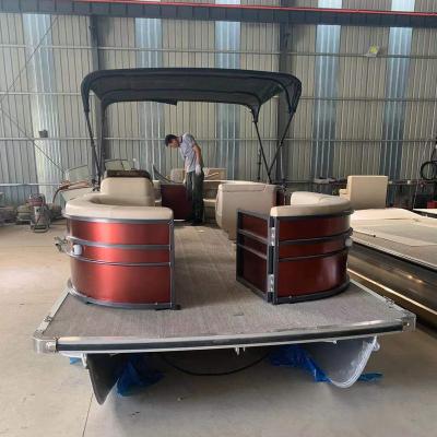 China New Design 5.8m Entertainment 2022 Double Float Water Clam Tube Family Parts 17ft Luxury Aluminum Pontoon Boat With CE for sale