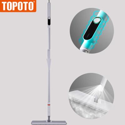 China TOPOTO Sustainable Home Tools Fregona Household Cleaning Bathroom Easy Clean 2 Dishes In 1 Squeeze Microfiber Floor Cleaner Spray Flat Mop for sale