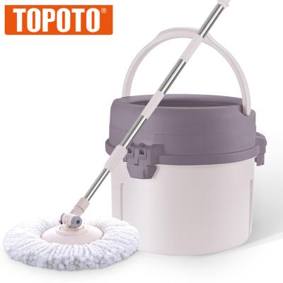 China Sustainable TOPOTO Customized Rotating Cleaning Single Bucket 2 Microfiber Heads High Quality 360 Rotating Fregona Trapeadores Giratorios Mop for sale