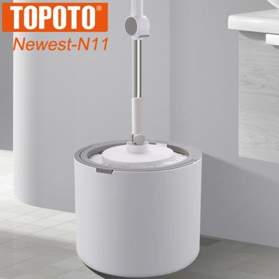 China Newest Viable Online Buying Mini Mops Fregona 360 Self Rotating Twist Floor Round Cleaning Bucket from TOPOTO Spinning and Going Broom for sale