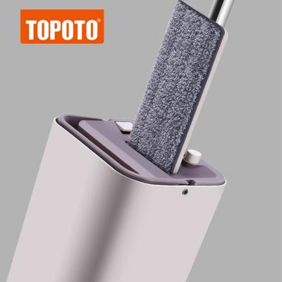 China TOPOTO Viable Cleaning Microfiber Fregona Telescopic Flat Replacement Heads Flat Floor Mop and Bucket Set for sale