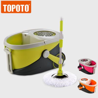 China TOPOTO Sustainable Household 360 Magic Easy Clean Mop Bucket Style Spinning Wheels Walkable Wipe for sale