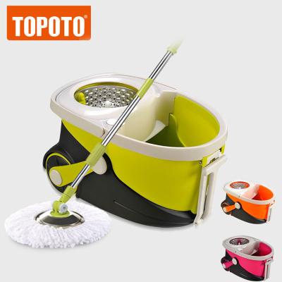 China Wholesale Sustainable High Quality Microfiber Dust Green Clean Spinning TOPOTO Dry Mop Online for sale