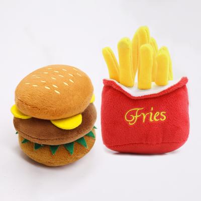 China Viable Made In China Food Hamburger Sandwich French Fries Pet Toys For Dog for sale