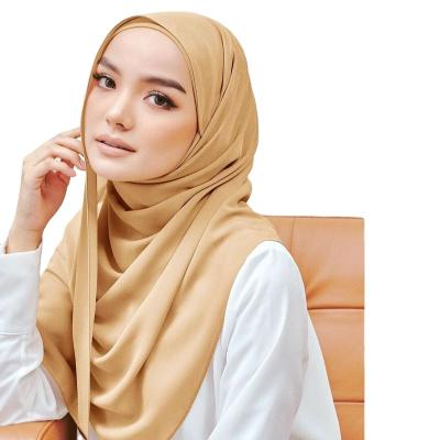 China Long New Design Malaysia Chiffon Muslim Hijab Women's Sheer Color Fold Scarf for sale