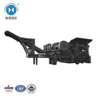 China Construction Wheeled Mobile Crusher Plant With 80-130 TPH Capacity For Building Waste for sale