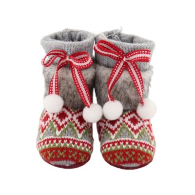 China Popular Christmas Gift Factory Wholesale Handmade Christmas Shoes Plush Doll Shoes Ornament for sale