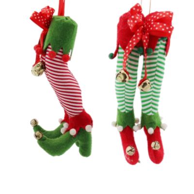 China Christmast Ornament Wholesale Christmas Decorations Plush Red And Green Elf Knocks Christmas Doll Knocks Elf Knocks Hanging Decoration for sale