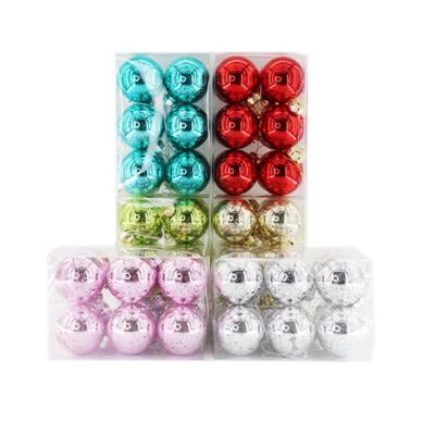 China Chimera Holiday Decorate Christmas Ball Ornaments Custom 60MM Plastic Christmas Balls Hanging Tree PVC Box Glitter Balls With Stuffed Decorations 12 Counts for sale