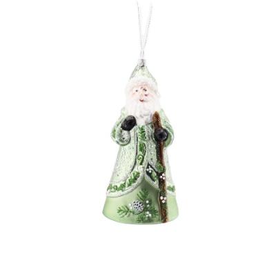 China Cute Glass Santa Claus Ornaments 2022 Blown Glass Santa Claus Christmas Sculpture Xmas Green Statue For Christmas Tree Ornament Home Decor for sale