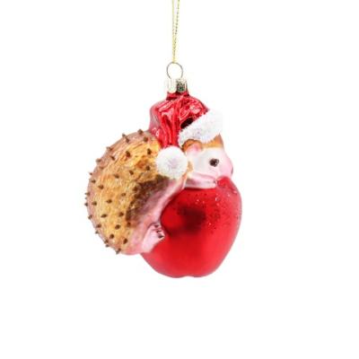 China Custom Christmas Gift Kids Xmas Glass Animal Toy Hedgehog Ornament For Christmas Tree Party Decoration for sale