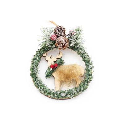 China Christamas Tree Decoration Wholesale Supply Christmas Wooden Ornaments For Kids Gift Wooden Craft Hanging Reindeer Garland Christmas Tree Decorations for sale