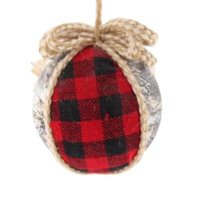 China 2022 Hanging Christamas Tree Decoration Christmas Farmhouse Theme Ball Decoration Buffalo Check Fabric Christmas Holiday Gingham Bowl Fillers For Home Decor for sale