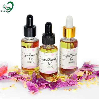 China hot selling 100% natural yoni essential oil oem essential oil 100% herbal detox massage oil private label squeezing red tender essential oil with rose petals pink for female for sale