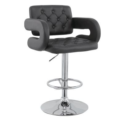 China Eco-friendly Wholesale Modern Black Eco-friendly Swivel PU Bar Stools With Armrest for sale