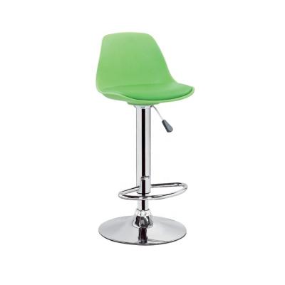 China Eco-friendly Fashion PU Green Leather Swivel Bar Stool With Backrest, Dining Kitchen Chair for sale