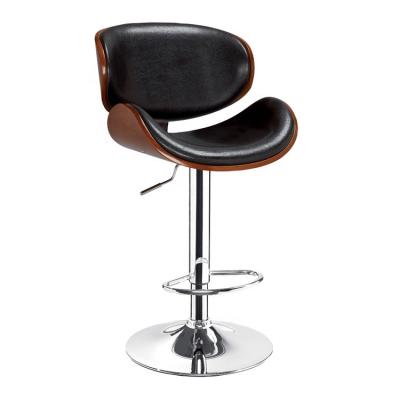 China Eco-friendly Modern Commercial Luxury Adjustable Wooden Bar Chair With Backrest Office Hall Bar Stool for sale