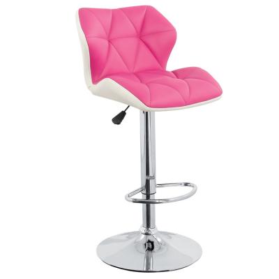 China 360 Degree Rotating Wholesale Pink Modern Swivel PU Bar Stools Bar Chair With Backrest for sale