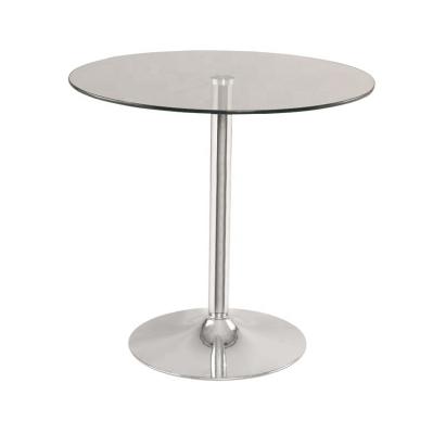 China Modern Home Style Environment Friendly Metal Base Round High Bar Glass Table for sale