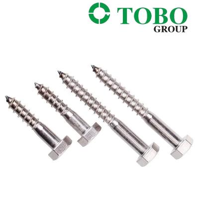 China Fastener SS DIN571 304 / 316 Stainless Steel Hexagon Head Wood Screws Hex Lag Screws Countersunk Head Screw à venda