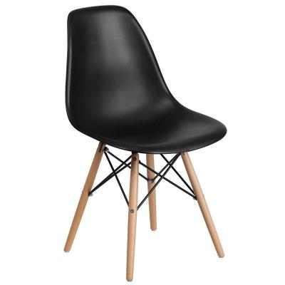 China Home Cooling Cafe Hotel Furniture Luxury Plastic Back Dining Chair With Wooden Legs for sale