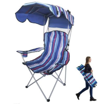 China Easy-carrying Stripe Fishing Portable Folding Outdoor Foldable Camping Chair With Canopy for sale