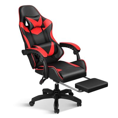 China Custom Leather Red Massage PU Desk Gamer Gaming Desk Chair Headrest For Computer PC Game for sale