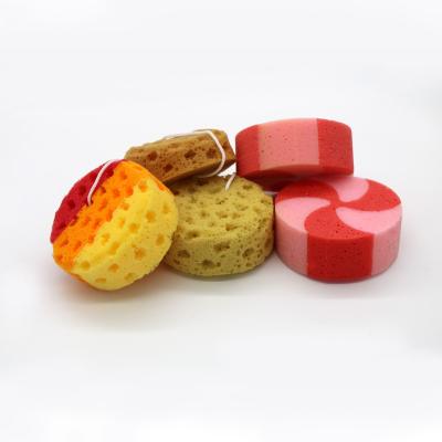 China EXFOLIATE Customize Soft Bath Sponge Printed Lovely Round Shape Sponge For Makeup for sale