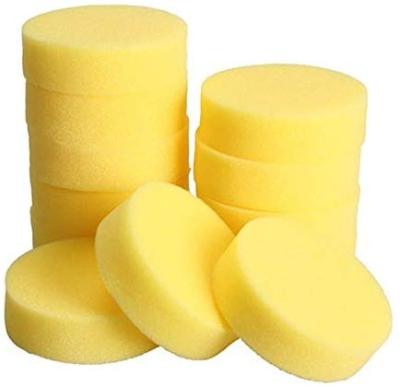 China Wholesale 12Pcs/Lot Sustainable Yellow Car Cleaning Wax Sponges Round Car Polish Foam Wax Sponges Pads For Car Care Clean Tool for sale