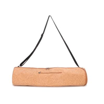 China Durable Cork Yoga Bags With Custom Logo Waterproof Folding Portuguese Cork Yoga Bag, Round Eco-friendly Cork Wood Bag With Handle for sale