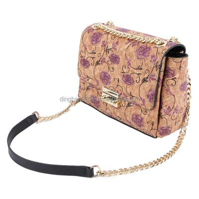 China 2018 new unique custom cork mini style paper cork chain bag/floral print single shoulder bag/sublime girl cross multiple color - body bag for sale