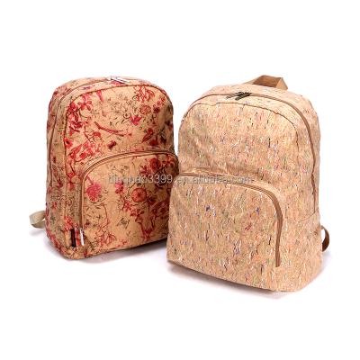 China High quality lightweight custom cork paper foldable backpack, eco-friendly lady cork school bag, travel cork lightweight backpacking bagpack for sale