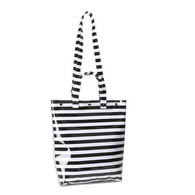 China Fashion China Export Stripe PVC Handbags Shoulder Bags Waterproof Tote Bags for sale