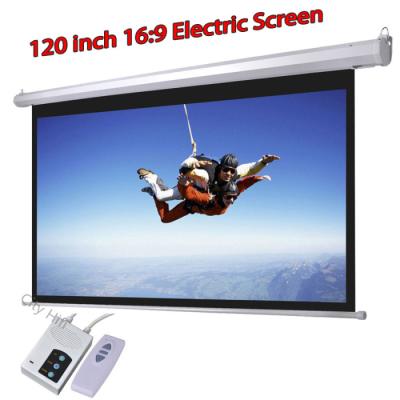 China 120 inch 16 To 9 Electric Projection Screen Wall Mount For Digital Cinema Projector for sale