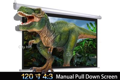 China 96 X 72 Inch Viewable 3D Projector Screen Manual Pull Down Self - Lock White for sale