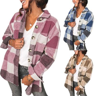 China Breathable Classic Ladies Casual Shirts Over Sized Plaid Autumn Women's Flannel Jacket for sale